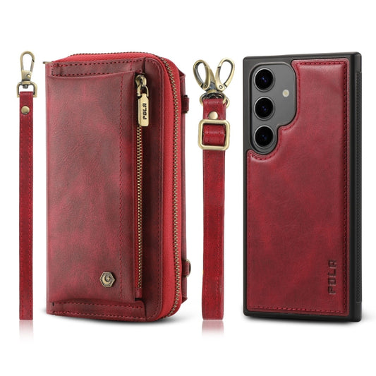 For Samsung Galaxy S24+ 5G Crossbody Multi-functional Zipper Wallet Leather Phone Case(Red) - Galaxy S24+ 5G Cases by PMC Jewellery | Online Shopping South Africa | PMC Jewellery | Buy Now Pay Later Mobicred