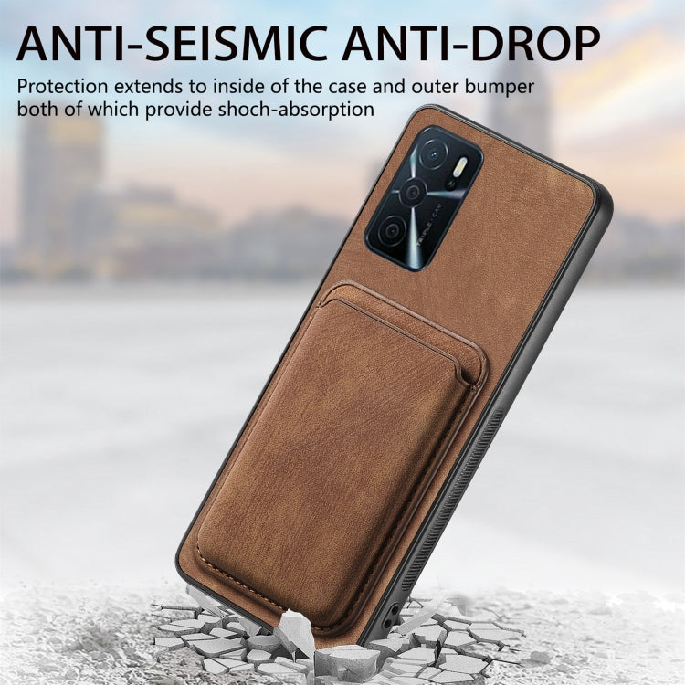 For OPPO A58 4G Retro Leather Card Bag Magnetic Phone Case(Brown) - OPPO Cases by PMC Jewellery | Online Shopping South Africa | PMC Jewellery | Buy Now Pay Later Mobicred