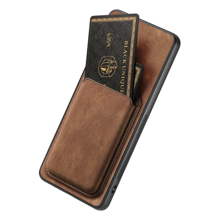 For OPPO Reno10 Pro Global Retro Leather Card Bag Magnetic Phone Case(Brown) - OPPO Cases by PMC Jewellery | Online Shopping South Africa | PMC Jewellery | Buy Now Pay Later Mobicred