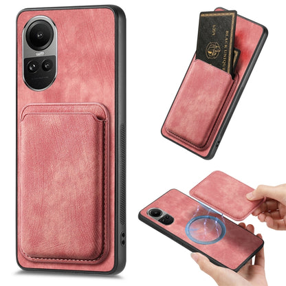 For OPPO Reno10 Pro Global Retro Leather Card Bag Magnetic Phone Case(Pink) - OPPO Cases by PMC Jewellery | Online Shopping South Africa | PMC Jewellery | Buy Now Pay Later Mobicred