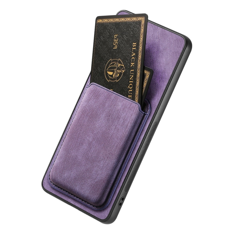 For OPPO A78 4G Retro Leather Card Bag Magnetic Phone Case(Purple) - OPPO Cases by PMC Jewellery | Online Shopping South Africa | PMC Jewellery | Buy Now Pay Later Mobicred