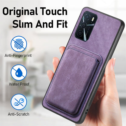 For OPPO A78 4G Retro Leather Card Bag Magnetic Phone Case(Purple) - OPPO Cases by PMC Jewellery | Online Shopping South Africa | PMC Jewellery | Buy Now Pay Later Mobicred