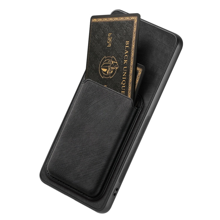 For OPPO Reno10 Pro+ Retro Leather Card Bag Magnetic Phone Case(Black) - OPPO Cases by PMC Jewellery | Online Shopping South Africa | PMC Jewellery | Buy Now Pay Later Mobicred