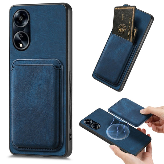 For OPPO A1 5G Retro Leather Card Bag Magnetic Phone Case(Blue) - OPPO Cases by PMC Jewellery | Online Shopping South Africa | PMC Jewellery | Buy Now Pay Later Mobicred