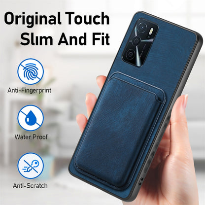 For OPPO Reno8 T 4G Retro Leather Card Bag Magnetic Phone Case(Blue) - OPPO Cases by PMC Jewellery | Online Shopping South Africa | PMC Jewellery | Buy Now Pay Later Mobicred