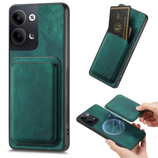 For OPPO Reno9 5G Retro Leather Card Bag Magnetic Phone Case(Green) - OPPO Cases by PMC Jewellery | Online Shopping South Africa | PMC Jewellery | Buy Now Pay Later Mobicred