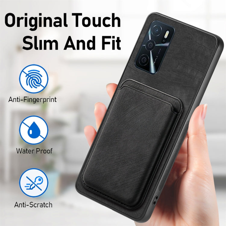For OPPO A17K Retro Leather Card Bag Magnetic Phone Case(Black) - OPPO Cases by PMC TechLife | Online Shopping South Africa | PMC TechLife | Buy Now Pay Later Mobicred