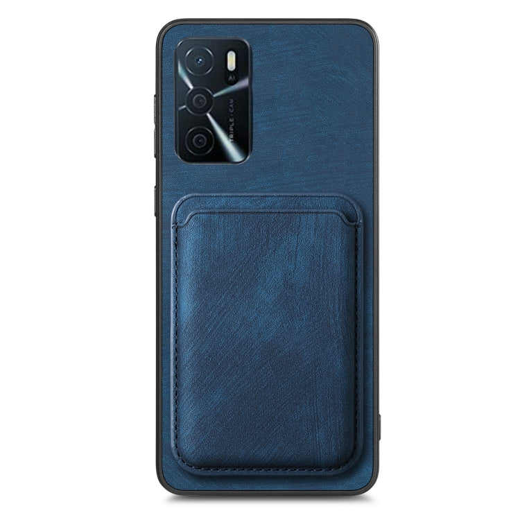For OPPO A17 Retro Leather Card Bag Magnetic Phone Case(Blue) - OPPO Cases by PMC TechLife | Online Shopping South Africa | PMC TechLife | Buy Now Pay Later Mobicred