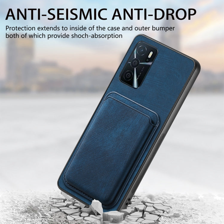 For OPPO A17 Retro Leather Card Bag Magnetic Phone Case(Blue) - OPPO Cases by PMC TechLife | Online Shopping South Africa | PMC TechLife | Buy Now Pay Later Mobicred