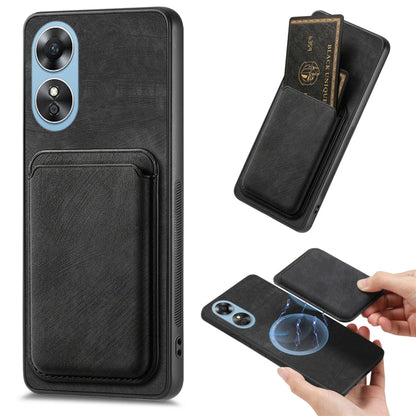 For OPPO A17 Retro Leather Card Bag Magnetic Phone Case(Black) - OPPO Cases by PMC Jewellery | Online Shopping South Africa | PMC Jewellery | Buy Now Pay Later Mobicred