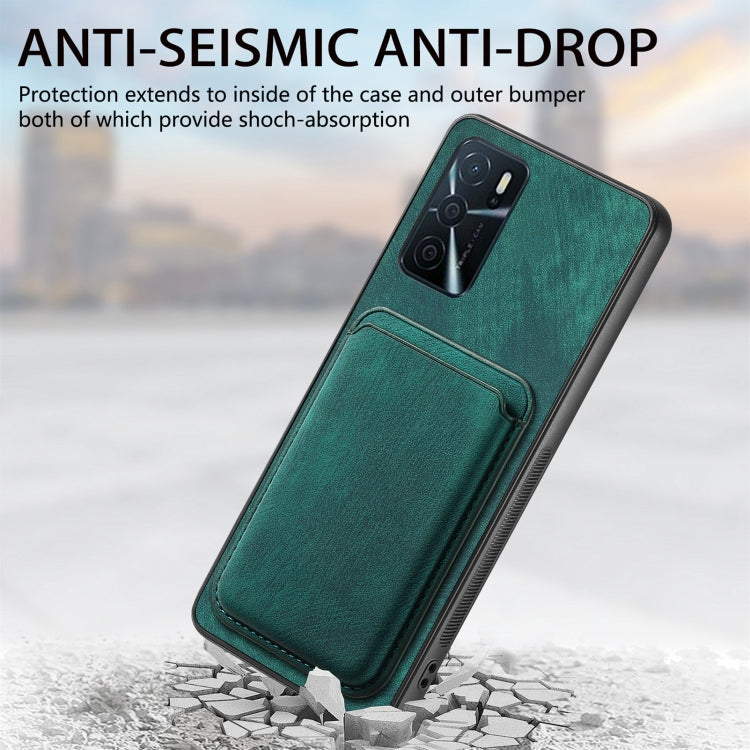 For OPPO A57 4G Retro Leather Card Bag Magnetic Phone Case(Green) - OPPO Cases by PMC TechLife | Online Shopping South Africa | PMC TechLife | Buy Now Pay Later Mobicred