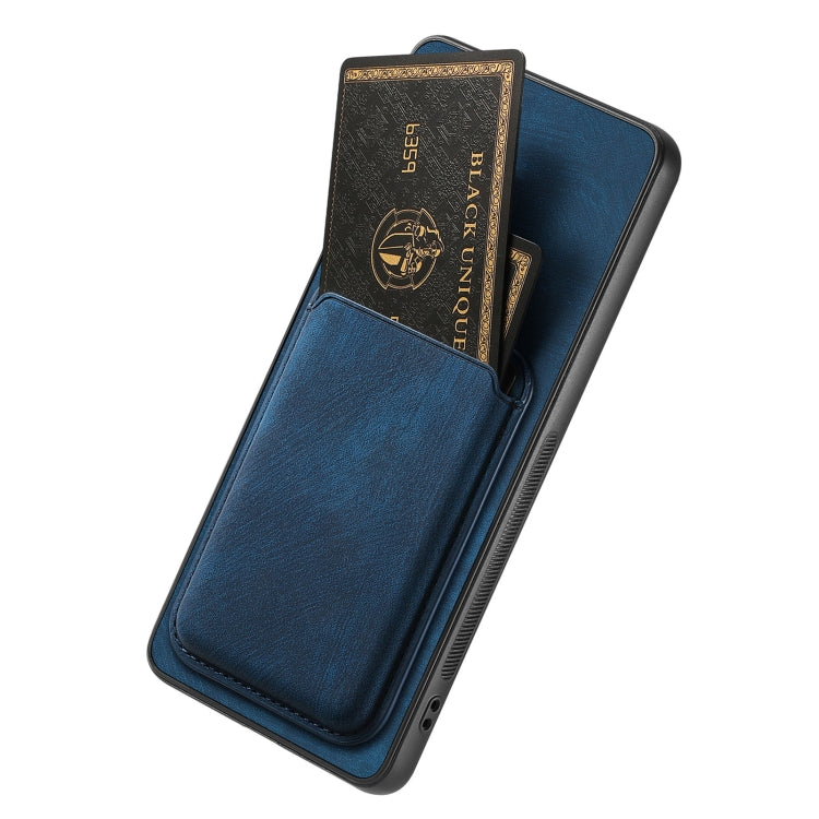 For OPPO A57 5G Retro Leather Card Bag Magnetic Phone Case(Blue) - OPPO Cases by PMC TechLife | Online Shopping South Africa | PMC TechLife | Buy Now Pay Later Mobicred