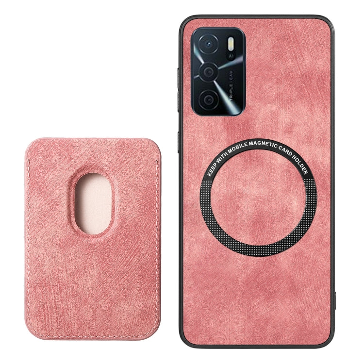 For OPPO A57 5G Retro Leather Card Bag Magnetic Phone Case(Pink) - OPPO Cases by PMC Jewellery | Online Shopping South Africa | PMC Jewellery | Buy Now Pay Later Mobicred