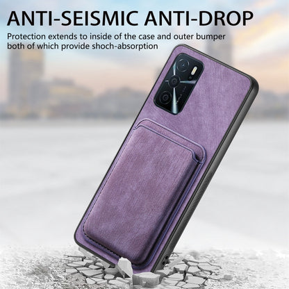 For OPPO Reno7 4G Retro Leather Card Bag Magnetic Phone Case(Purple) - OPPO Cases by PMC Jewellery | Online Shopping South Africa | PMC Jewellery | Buy Now Pay Later Mobicred