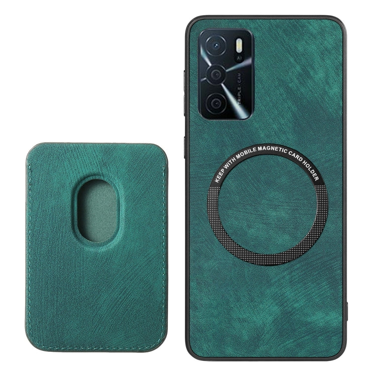 For OPPO Reno7 5G Retro Leather Card Bag Magnetic Phone Case(Green) - free shipping - PMC TechLife - Order now!