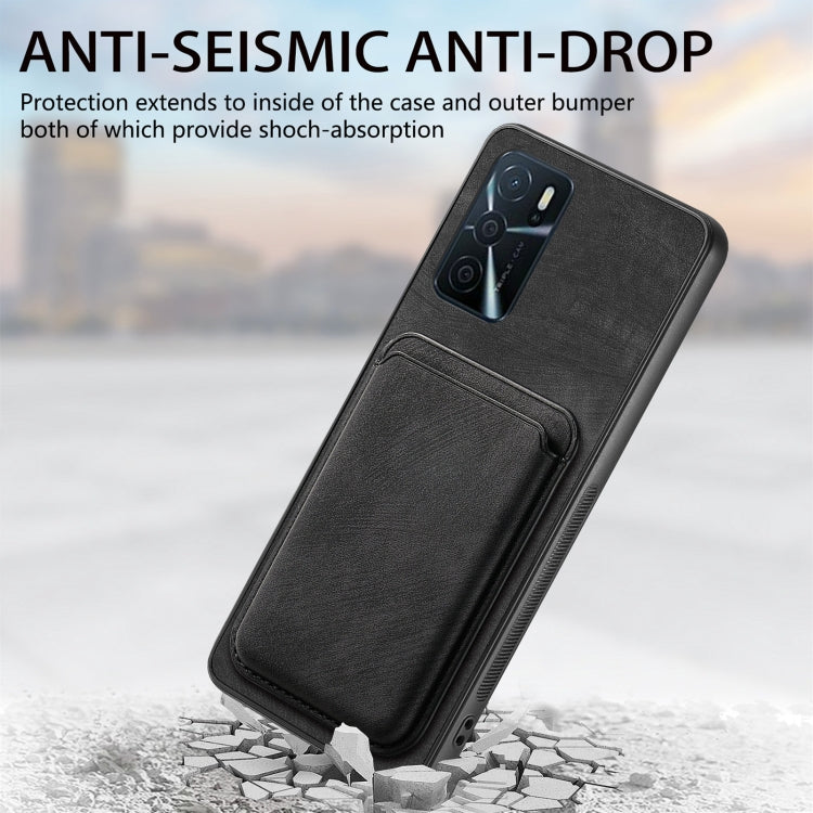 For OPPO A16K Retro Leather Card Bag Magnetic Phone Case(Black) - OPPO Cases by PMC TechLife | Online Shopping South Africa | PMC TechLife | Buy Now Pay Later Mobicred