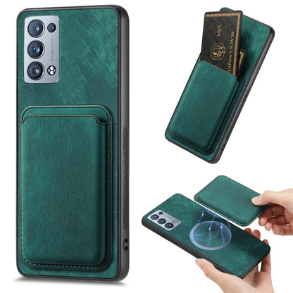 For OPPO Reno6 Pro+ Retro Leather Card Bag Magnetic Phone Case(Green) - OPPO Cases by PMC Jewellery | Online Shopping South Africa | PMC Jewellery | Buy Now Pay Later Mobicred