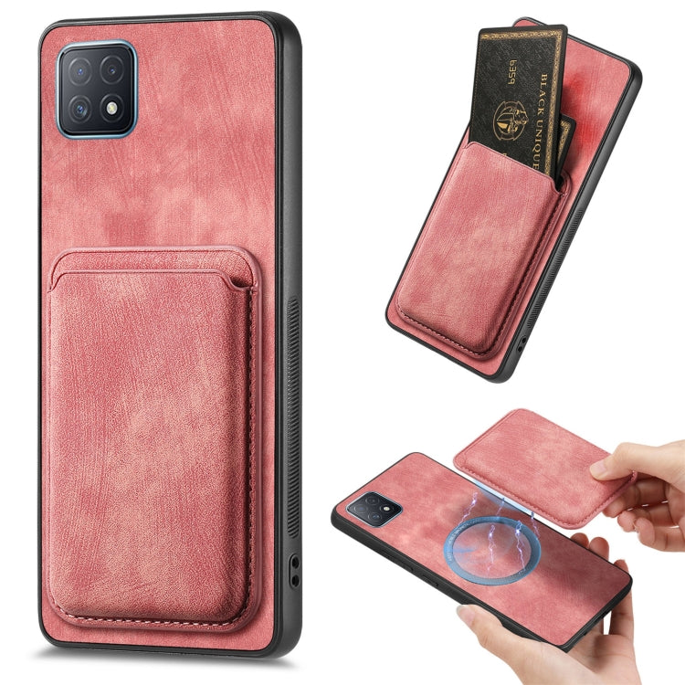 For OPPO A72 5G Retro Leather Card Bag Magnetic Phone Case(Pink) - OPPO Cases by PMC Jewellery | Online Shopping South Africa | PMC Jewellery | Buy Now Pay Later Mobicred