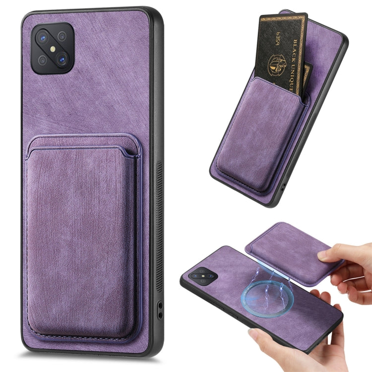 For OPPO A92S Retro Leather Card Bag Magnetic Phone Case(Purple) - OPPO Cases by PMC Jewellery | Online Shopping South Africa | PMC Jewellery | Buy Now Pay Later Mobicred