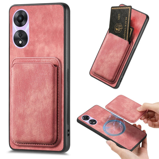 For OPPO A78 5G / A58 5G Retro Leather Card Bag Magnetic Phone Case(Pink) - OPPO Cases by PMC Jewellery | Online Shopping South Africa | PMC Jewellery | Buy Now Pay Later Mobicred