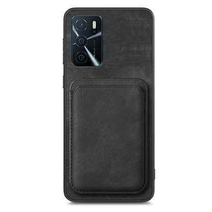 For OPPO A78 5G / A58 5G Retro Leather Card Bag Magnetic Phone Case(Black) - OPPO Cases by PMC Jewellery | Online Shopping South Africa | PMC Jewellery | Buy Now Pay Later Mobicred