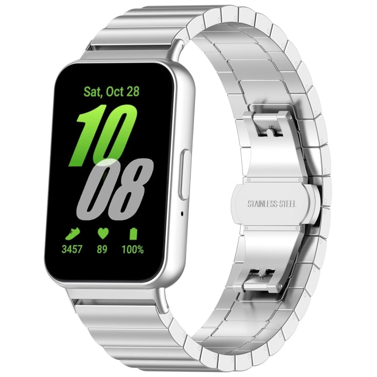 For Samsung Galaxy Fit 3 SM-R390 One Bead Stainless Steel Metal Watch Band(Silver) - Watch Bands by PMC Jewellery | Online Shopping South Africa | PMC Jewellery