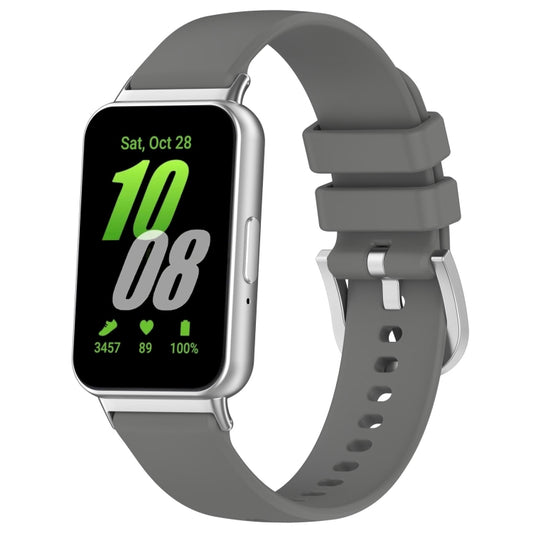 For Samsung Galaxy Fit 3 SM-R390 Metal Connector Liquid Glossy Silicone Watch Band(Dark Gray) - Watch Bands by PMC Jewellery | Online Shopping South Africa | PMC Jewellery