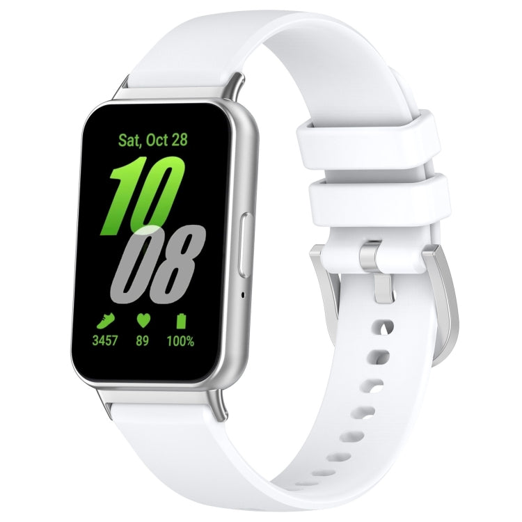 For Samsung Galaxy Fit 3 SM-R390 Metal Connector Liquid Glossy Silicone Watch Band(White) - Watch Bands by PMC Jewellery | Online Shopping South Africa | PMC Jewellery