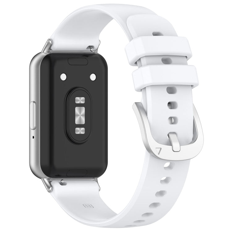 For Samsung Galaxy Fit 3 SM-R390 Metal Connector Liquid Glossy Silicone Watch Band(White) - Watch Bands by PMC Jewellery | Online Shopping South Africa | PMC Jewellery