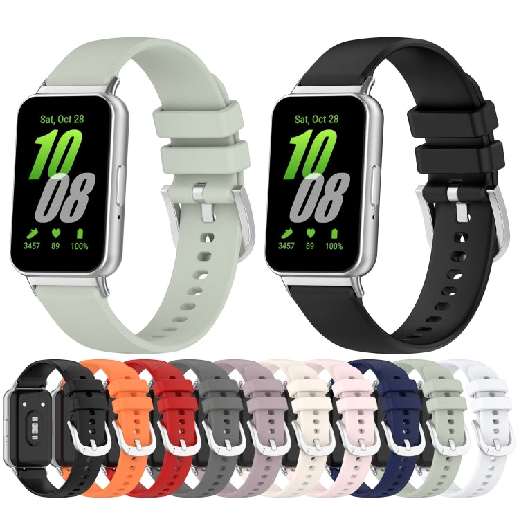 For Samsung Galaxy Fit 3 SM-R390 Metal Connector Liquid Glossy Silicone Watch Band(Green) - Watch Bands by PMC Jewellery | Online Shopping South Africa | PMC Jewellery