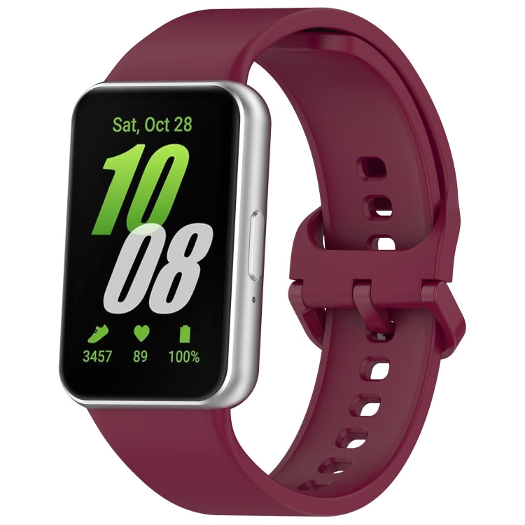 For Samsung Galaxy Fit 3 SM-R390 Solid Color Buckle Silicone Watch Band(Wine Red) - Watch Bands by PMC Jewellery | Online Shopping South Africa | PMC Jewellery