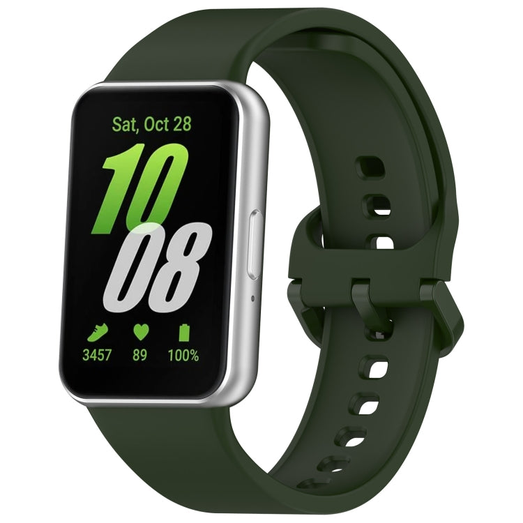 For Samsung Galaxy Fit 3 SM-R390 Solid Color Buckle Silicone Watch Band(Dark Green) - Watch Bands by PMC Jewellery | Online Shopping South Africa | PMC Jewellery