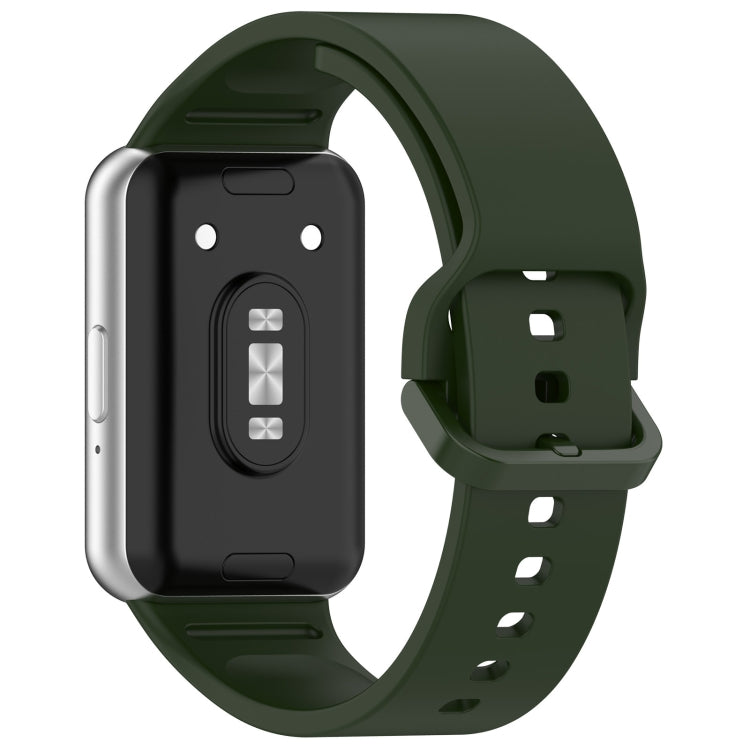 For Samsung Galaxy Fit 3 SM-R390 Solid Color Buckle Silicone Watch Band(Dark Green) - Watch Bands by PMC Jewellery | Online Shopping South Africa | PMC Jewellery