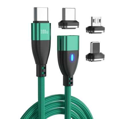 ENKAY 3 in 1 PD100W Type-C to Type-C / 8 Pin / Micro USB Magnetic Fast Charging Cable, Cable Length:1m(Green) - Charging Cable & Head by ENKAY | Online Shopping South Africa | PMC Jewellery | Buy Now Pay Later Mobicred