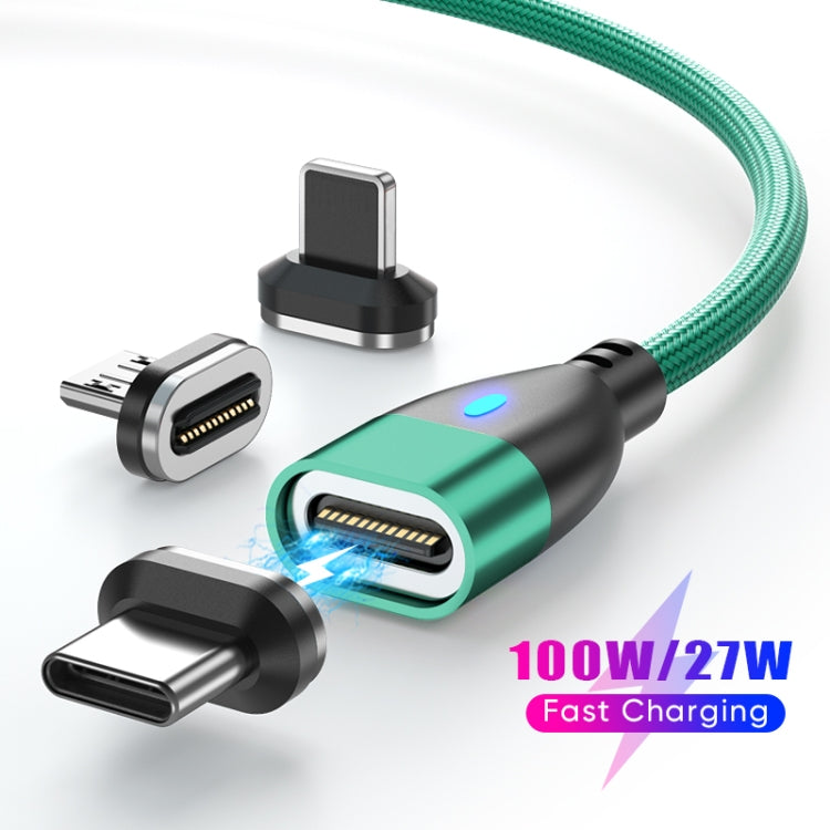 ENKAY 3 in 1 PD100W Type-C to Type-C / 8 Pin / Micro USB Magnetic Fast Charging Cable, Cable Length:1.8m(Green) - Charging Cable & Head by ENKAY | Online Shopping South Africa | PMC Jewellery | Buy Now Pay Later Mobicred