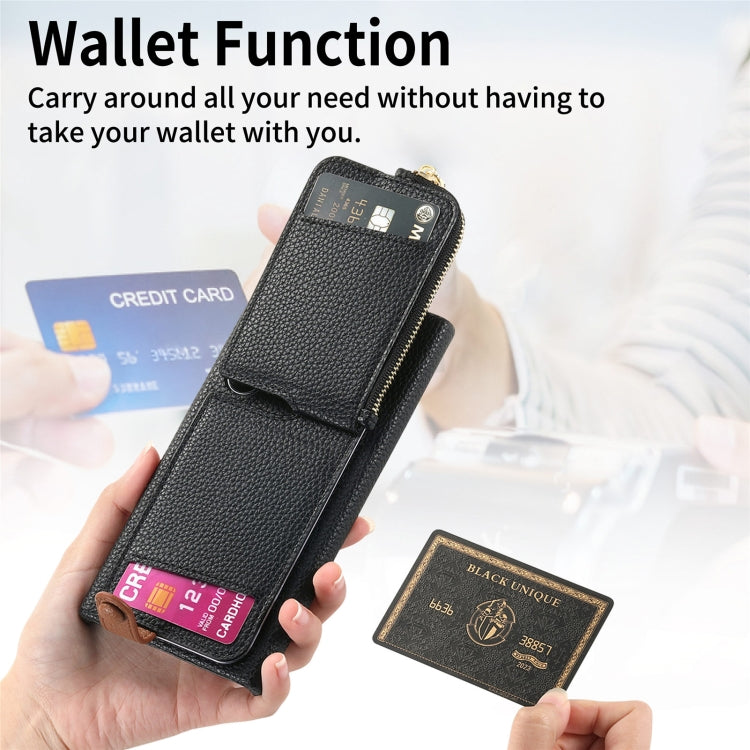 For Samsung Galaxy S24 Ultra 5G Litchi Leather Oil Edge Ring Zipper Wallet Back Phone Case(Black) - Galaxy S24 Ultra 5G Cases by PMC Jewellery | Online Shopping South Africa | PMC Jewellery | Buy Now Pay Later Mobicred