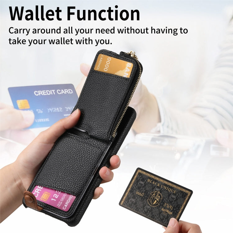 For Samsung Galaxy S24+ 5G Litchi Leather Oil Edge Ring Zipper Wallet Back Phone Case(Black) - Galaxy S24+ 5G Cases by PMC Jewellery | Online Shopping South Africa | PMC Jewellery | Buy Now Pay Later Mobicred