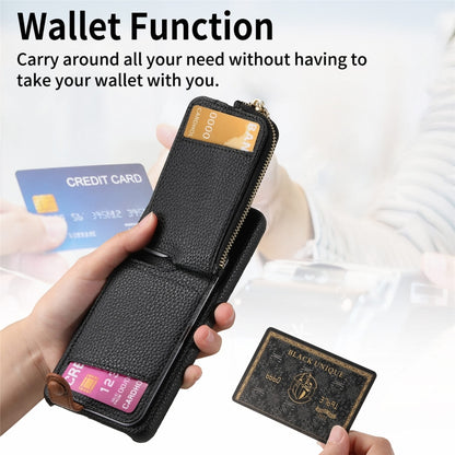 For Samsung Galaxy S24 5G Litchi Leather Oil Edge Ring Zipper Wallet Back Phone Case(Black) - Galaxy S24 5G Cases by PMC Jewellery | Online Shopping South Africa | PMC Jewellery | Buy Now Pay Later Mobicred