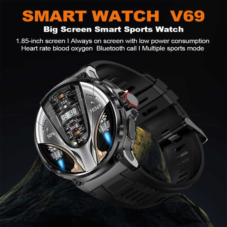 V69 1.85 inch Color Screen Smart Watch, Support Bluetooth Call / Heart Rate / Blood Pressure / Blood Oxygen Monitoring(Black) - Smart Watches by PMC Jewellery | Online Shopping South Africa | PMC Jewellery | Buy Now Pay Later Mobicred