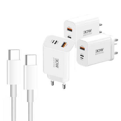 PD30W USB-C / Type-C + 8 Pin + USB Charger with Double Headed Type-C Data Cable(US Plug) - USB Charger by PMC Jewellery | Online Shopping South Africa | PMC Jewellery | Buy Now Pay Later Mobicred