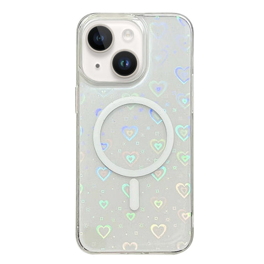 For iPhone 14 Plus Laser Love MagSafe TPU Phone Case(Transparent) - iPhone 14 Plus Cases by PMC Jewellery | Online Shopping South Africa | PMC Jewellery