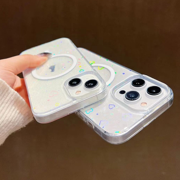 For iPhone 15 Laser Love MagSafe TPU Phone Case(Transparent) - iPhone 15 Cases by PMC TechLife | Online Shopping South Africa | PMC TechLife
