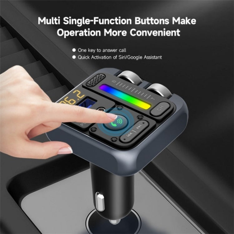 MT04 Car Bluetooth Adapter Type-C + USB Car Charger FM Transmitter HiFi Music MP3 Player - Car Charger by PMC TechLife | Online Shopping South Africa | PMC TechLife | Buy Now Pay Later Mobicred