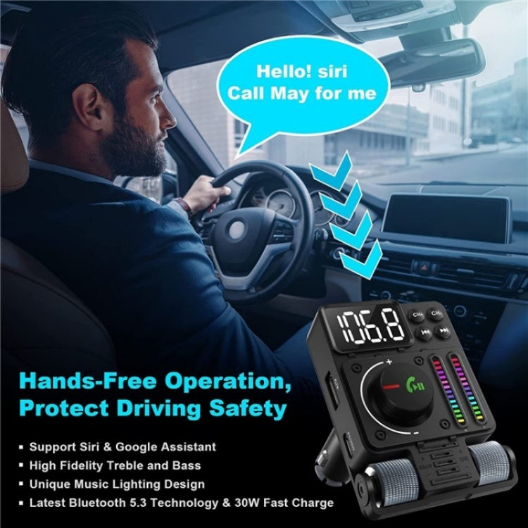 MT01 Car FM Transmitter MP3 Music Player Bluetooth Adapter Type-C + USB Car Charger - Bluetooth Car Kits by PMC TechLife | Online Shopping South Africa | PMC TechLife | Buy Now Pay Later Mobicred