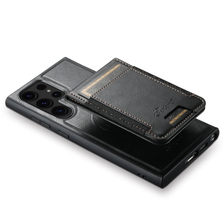 For Samsung Galaxy S22 Ultra 5G Suteni H17 Oil Eax Leather Detachable Wallet Phone Case(Black) - Galaxy S22 Ultra 5G Cases by Suteni | Online Shopping South Africa | PMC Jewellery | Buy Now Pay Later Mobicred