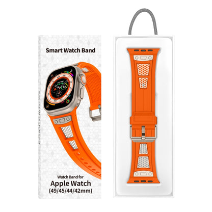 For Apple Watch Ultra 2 49mm Breathable Stainless Steel Mesh TPU Watch Band(Orange Titanium) - Watch Bands by PMC Jewellery | Online Shopping South Africa | PMC Jewellery