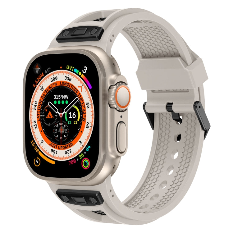 For Apple Watch Ultra 2 49mm Breathable Stainless Steel Mesh TPU Watch Band(Starlight Black) - Watch Bands by PMC Jewellery | Online Shopping South Africa | PMC Jewellery