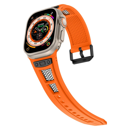 For Apple Watch SE 2022 44mm Breathable Stainless Steel Mesh TPU Watch Band(Orange Black) - Watch Bands by PMC Jewellery | Online Shopping South Africa | PMC Jewellery