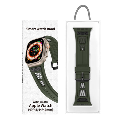 For Apple Watch SE 2022 44mm Breathable Stainless Steel Mesh TPU Watch Band(Green Black) - Watch Bands by PMC Jewellery | Online Shopping South Africa | PMC Jewellery