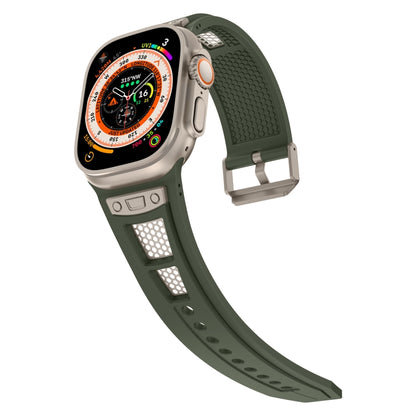 For Apple Watch Series 5 44mm Breathable Stainless Steel Mesh TPU Watch Band(Green Titanium) - Watch Bands by PMC Jewellery | Online Shopping South Africa | PMC Jewellery